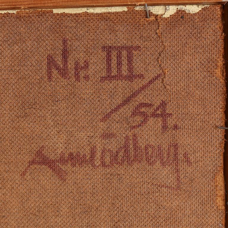 ARNE ÖDBERG, oil on panel, signed with monogram. Dated -54 verso.
