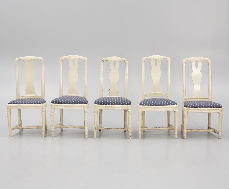 An assembled suite of 10 Transitional chairs, Stockholm, later part of the 18th century.