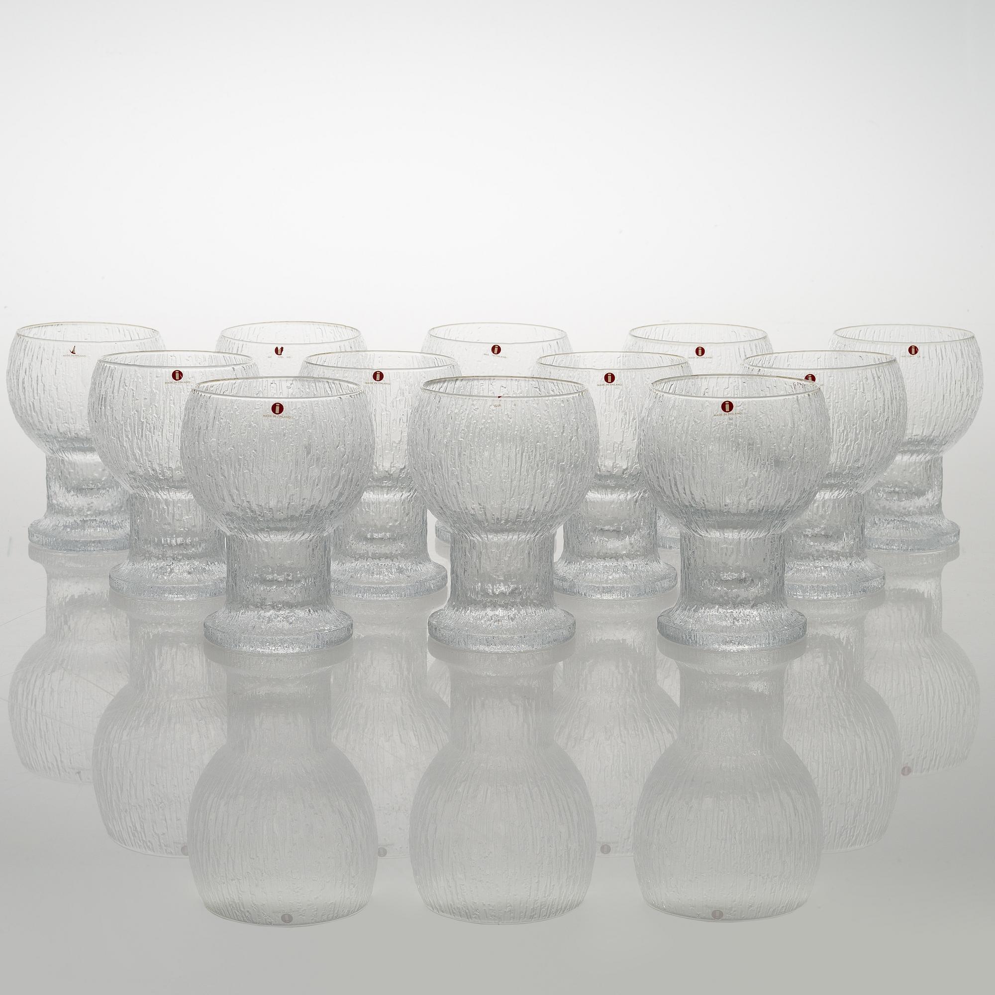 TIMO SARPANEVA, set of 12 'Ölkky' drinking glasses from Kekkerit (Party) series for Iittala.
