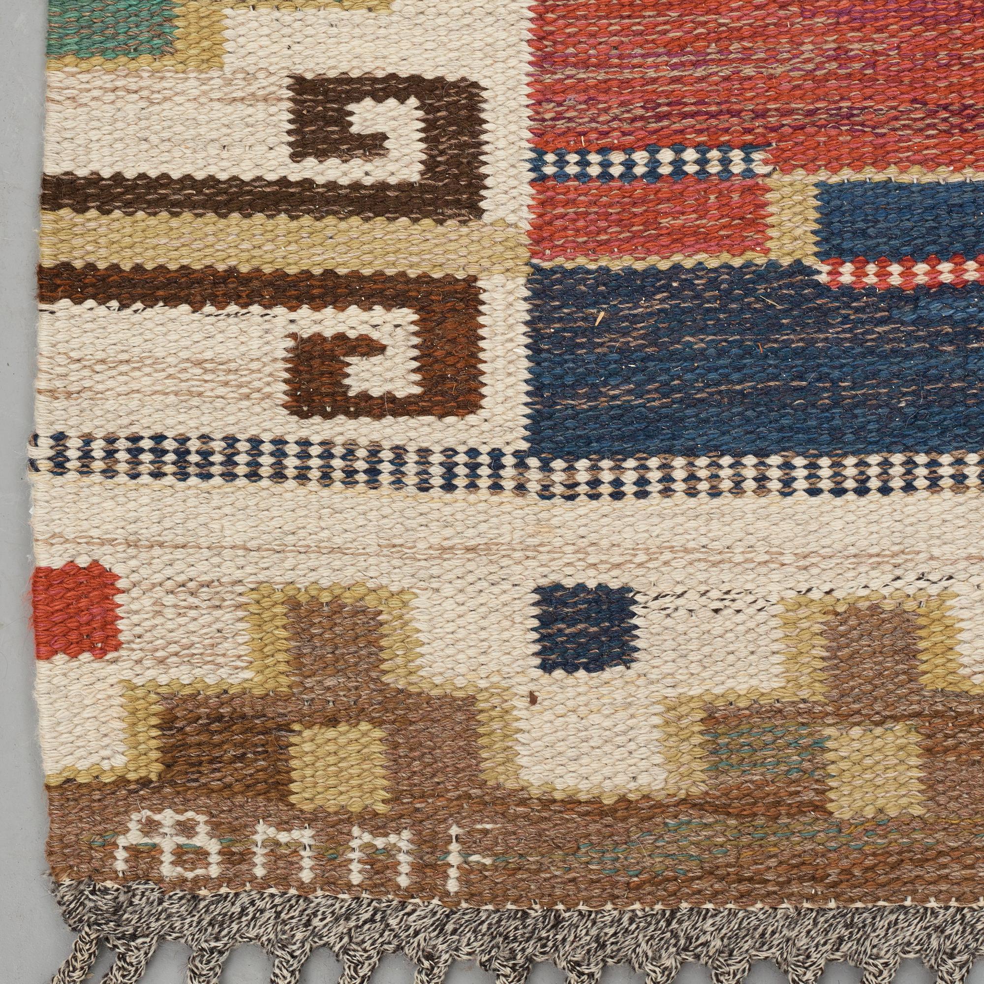 Märta Måås-Fjetterström, Matto, "Blå heden", flat weave, ca 219-220,5 x 181,5-185,5 cm, signed AB MMF.