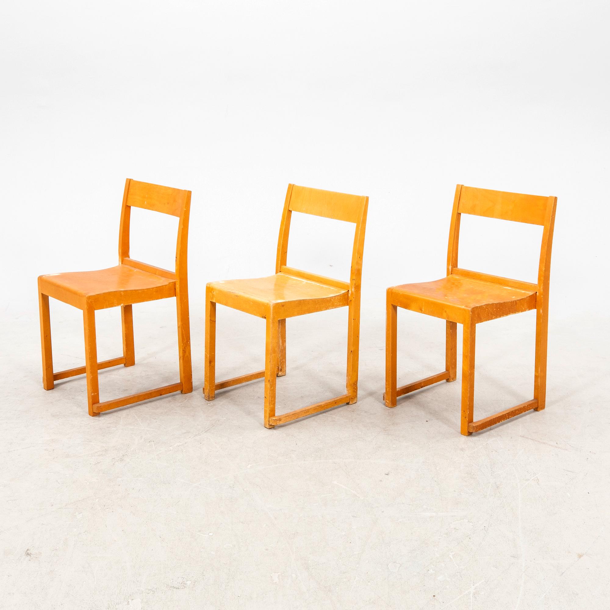 Sven Markelius, chairs, 8 pieces, "Orkesterstolen", mid/second half of the 20th century.