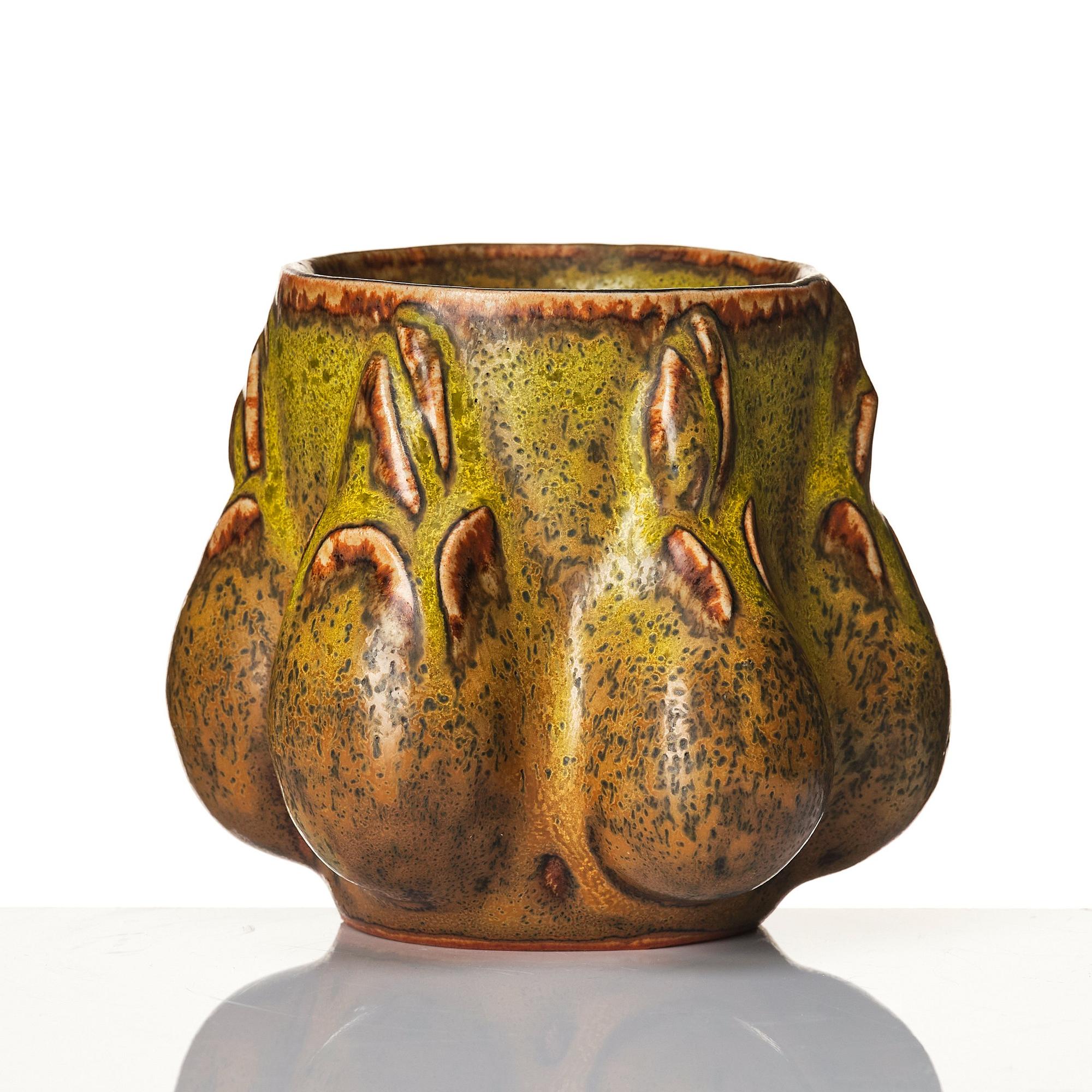 Axel Salto, a 'sprouting style' stoneware vase, Royal Copenhagen, Denmark mid 20th century.