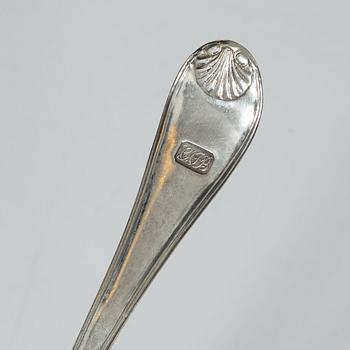 A set of three Swedish silver sauce ladles and a small sauce bowl, mark of Johan Petter Grönwall,  Stockholm 1824-37.