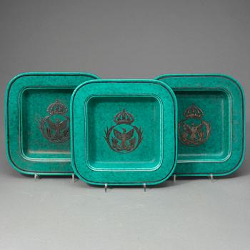 FAT, 3 st, stengods, "Argenta", Wilhelm Kåge, Gustavsberg.