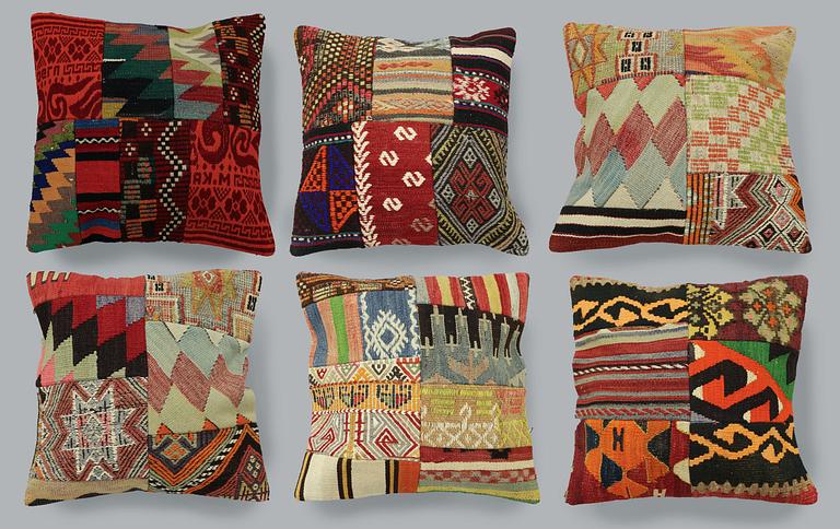 A set of six Kilim cushion covers, Anatolian, approx. 50 x 50 cm.