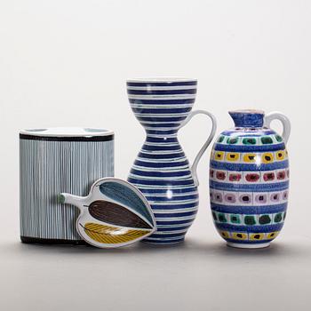 VASER 3 st. samt FAT, fajans, Stig Lindberg, Gustavsbergs studio, 1900-talets mitt.