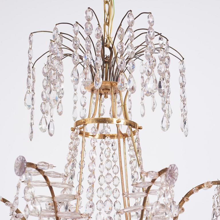 A late Gustavian seven-light chandelier, early 19th century.