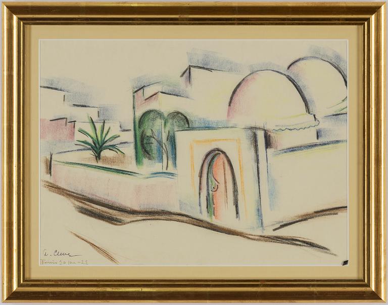 AGNES CLEVE, pastel, signed and dated Tunis -22.