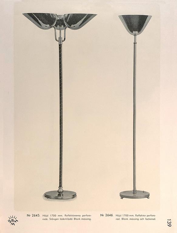 Carl-Axel Acking, a model "2646" floor lamp, Bröderna Malmströms metallvarufabrik, Sweden 1940-50s.