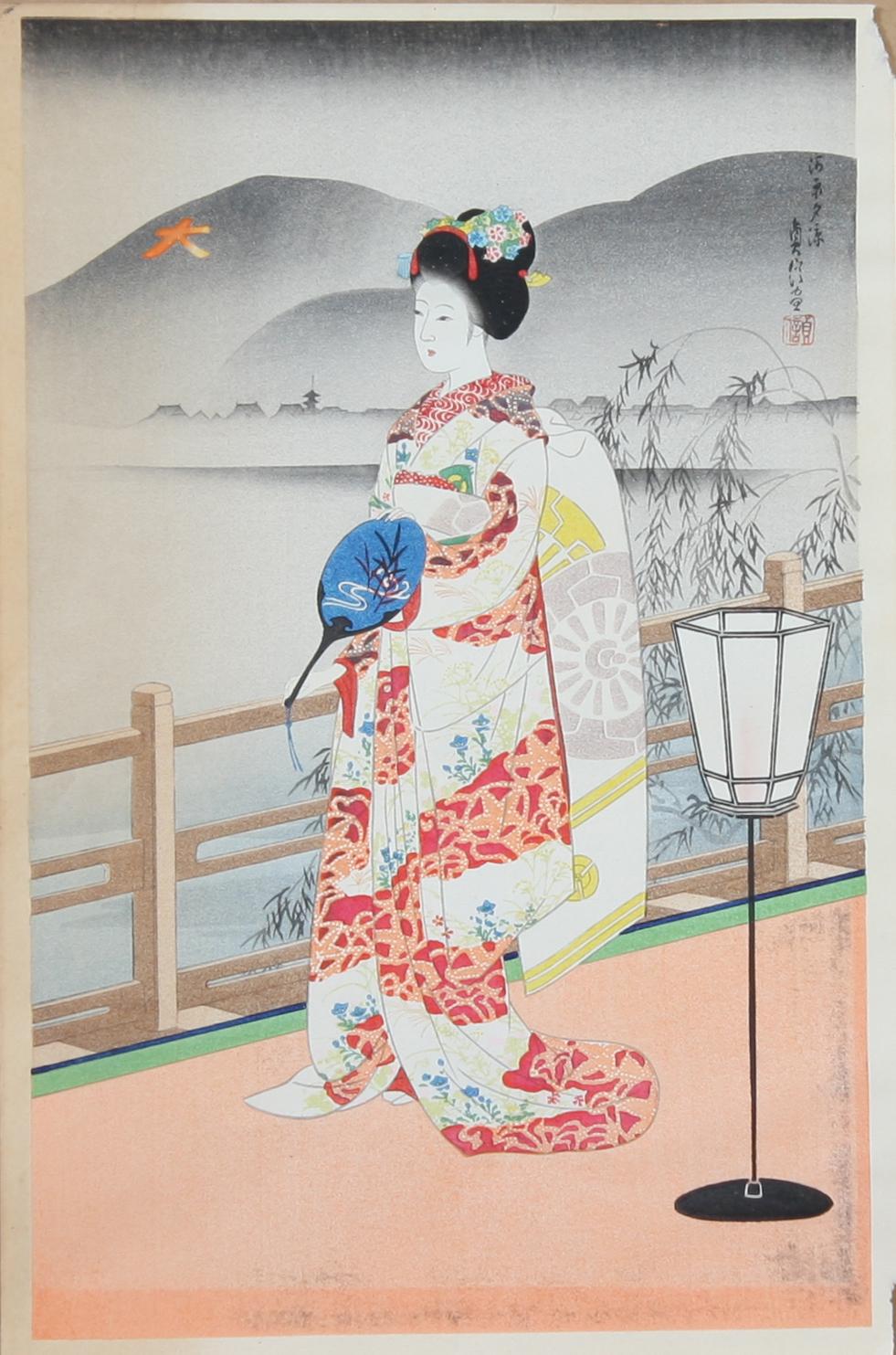 TRÄSNITT, 2 st, okänd konstnär resp Hasui, tillskriven, Japan.