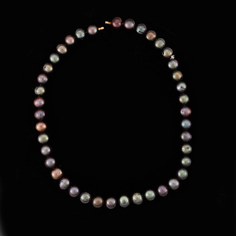 COLLIER, odlade Tahitipärlor, ca 10 mm.