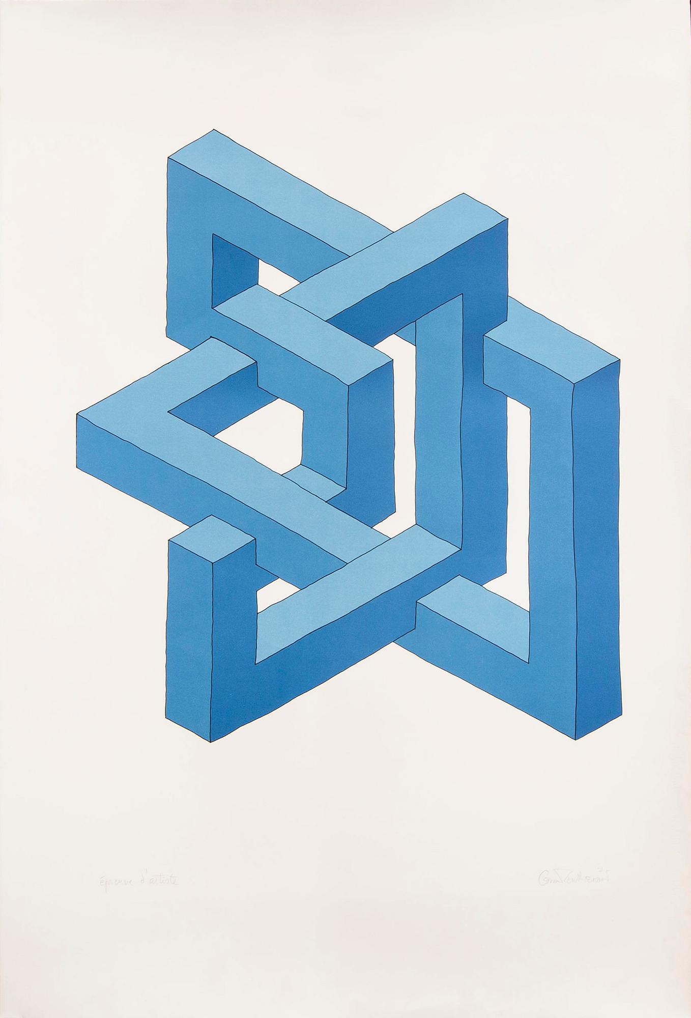 Oscar Reutersvärd, two color lithographs, signed épreuve d'artiste.