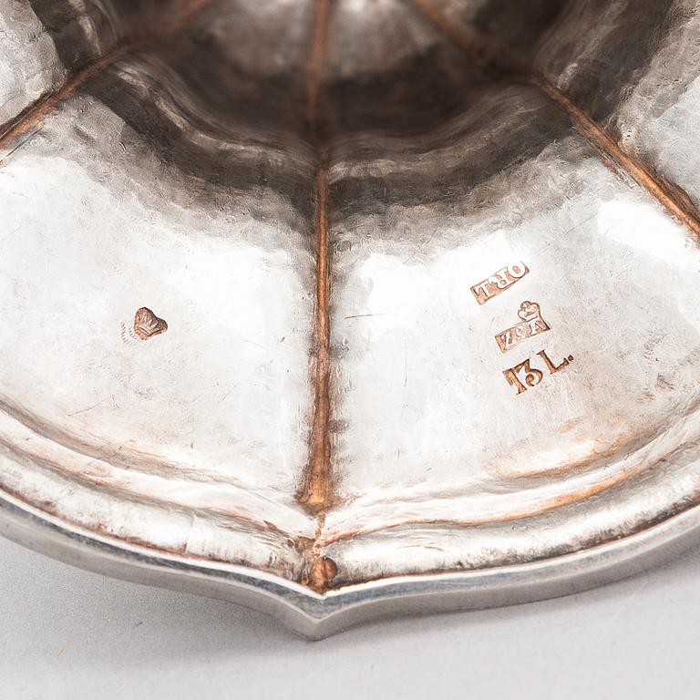 A 19th-century silver sugar bowl, maker's mark of Olof Robert Lundgren, Turku, Finland 1857.