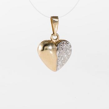 HÄNGE, 14K guld, 16 små diamanter. Vikt 2,6 g.