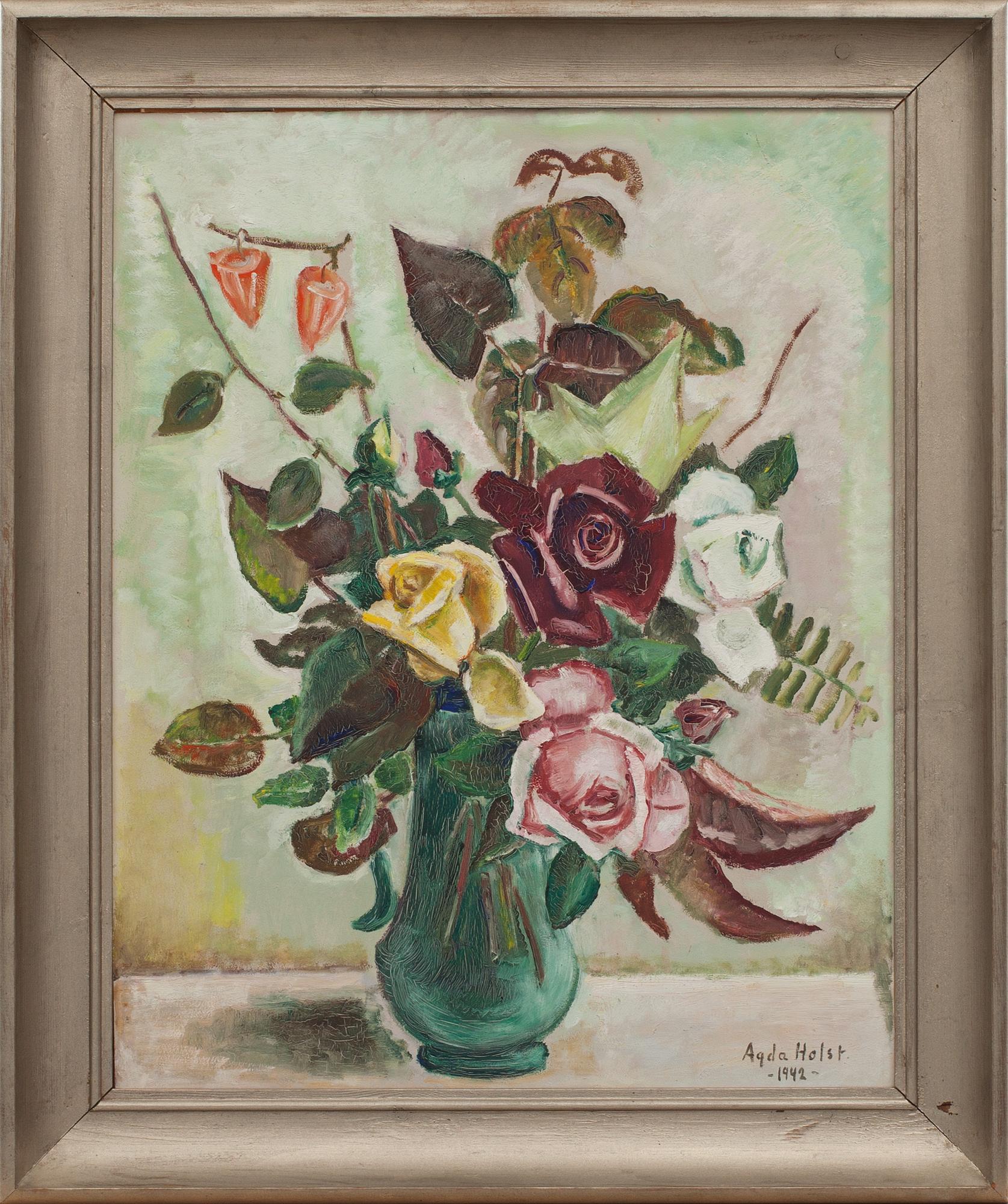 AGDA HOLST, oljemålning på pannå, signerad och daterad 1942.