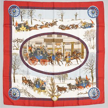 Hermès, two silk scarves.