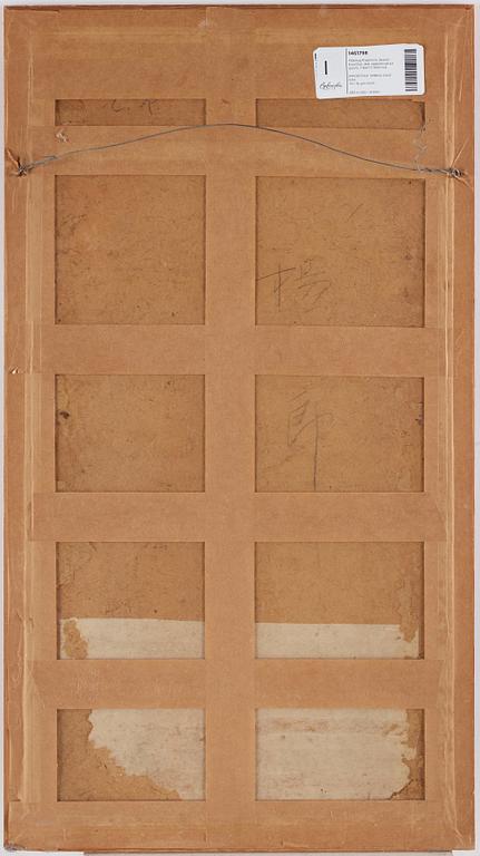 Målning/fragment, Okänd konstnär, duk uppklistrad på pannå. 17/1800-tal.