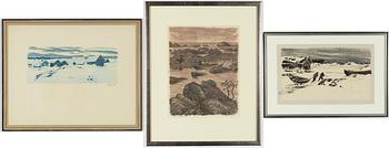 Roland Svensson, 3 lithographs in colors, signed and two numbered.