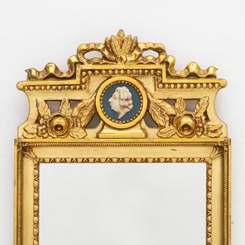 A Gustavian style mirror, Glas & Trä, Hovmantorp, mid-20th Century.
