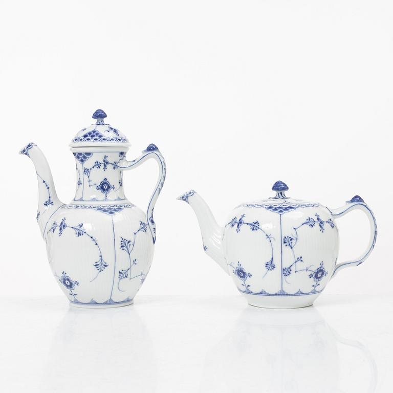 Royal Copenhagen, A 'Blue Fluted Half Lace" 30 pieces breakfast service, 'Musselmalet', partly 1889-1922 but also post 1923.