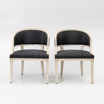 Karmstolar, ett par, sengustaviansk stil, 1900-talets andra hälft.