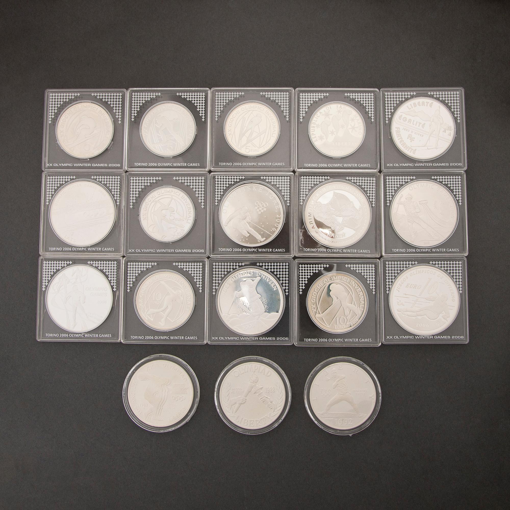 JUHLARAHOJA, 18 kpl, hopeaa, Olympialaiset, 1980-2000-luku.