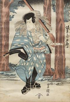 Utagawa Kunisada, 'Ghost', 'Warrior' and Yoshitaki 'Kabuki actor'.
