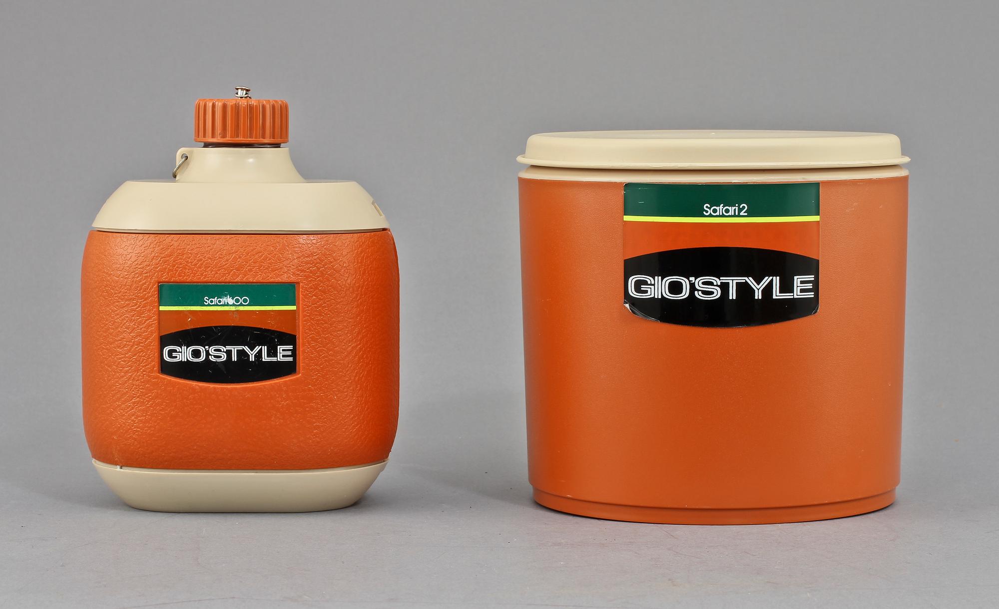 FÄLTFLASKA samt BURK MED LOCK, "Safari", Gio´style, Quattroelle, Italien, 1970/1980-tal.