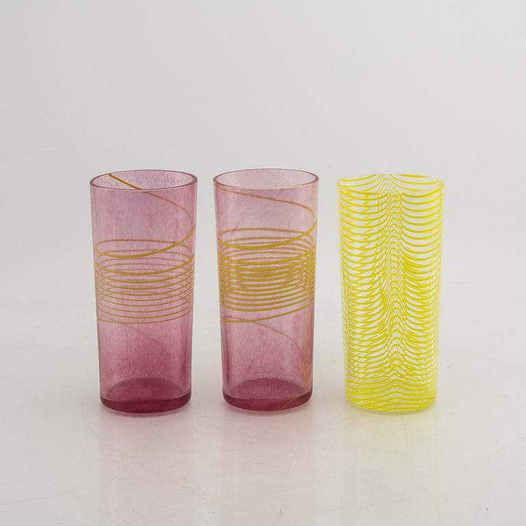 Bertil Vallien/Kjell Engman, a set of six signed glass vases.