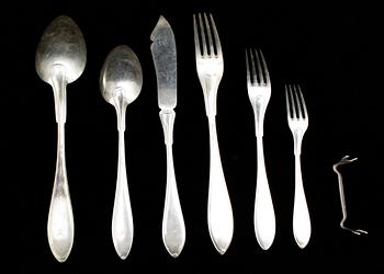 BESTICKSERVIS silver, 175 delar, bla Guldsmeds aktiebolaget, Stockholm, 1900-tal. Totalvikt ca 6700 gr.