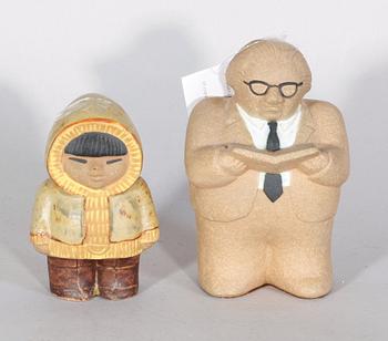 FIGURINER, 2 st. Stengods.