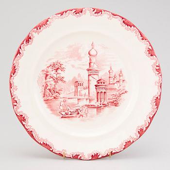 A 157-piece tableware set of 'Bengali, red', Swedish Rörstrand creamware of the 1940s.