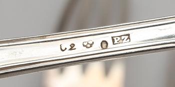 A Swedish early 19th century 39 piece table cutlery (31+4+4), marks of Pehr Zethelius, Stockholm 1800-1807.