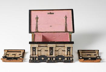 A Baroque German ebonized and alabaster 'Römhilder Kästchen', Thüringia, mid 17th century.