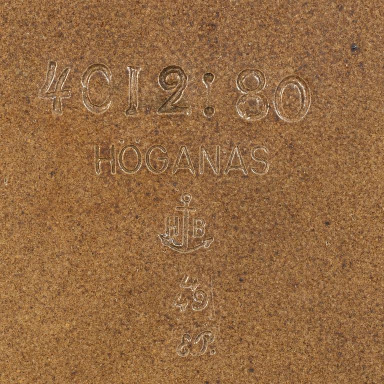 FÖRVARINGSKÄRL HÖGANÄS, 2 st, saltglaserat stengods, 1900-talets första del.