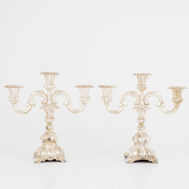 A pair of silver candelabra, mark of Thorvald Marthinsen Sølvvarefabrik, Norge.