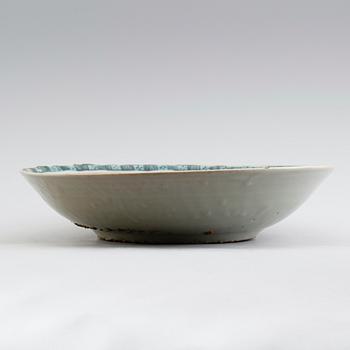 A iron red and green charger, Ming dynasty, Wanli (1573-1619).