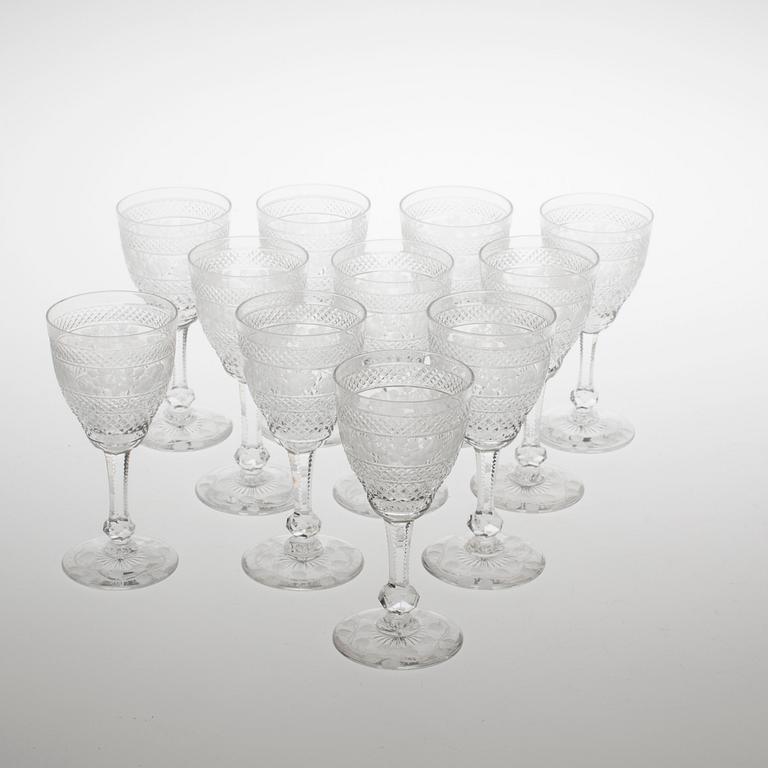 LARS KJELLANDER, Kosta, likörglas 11 st, "Tre rosor".