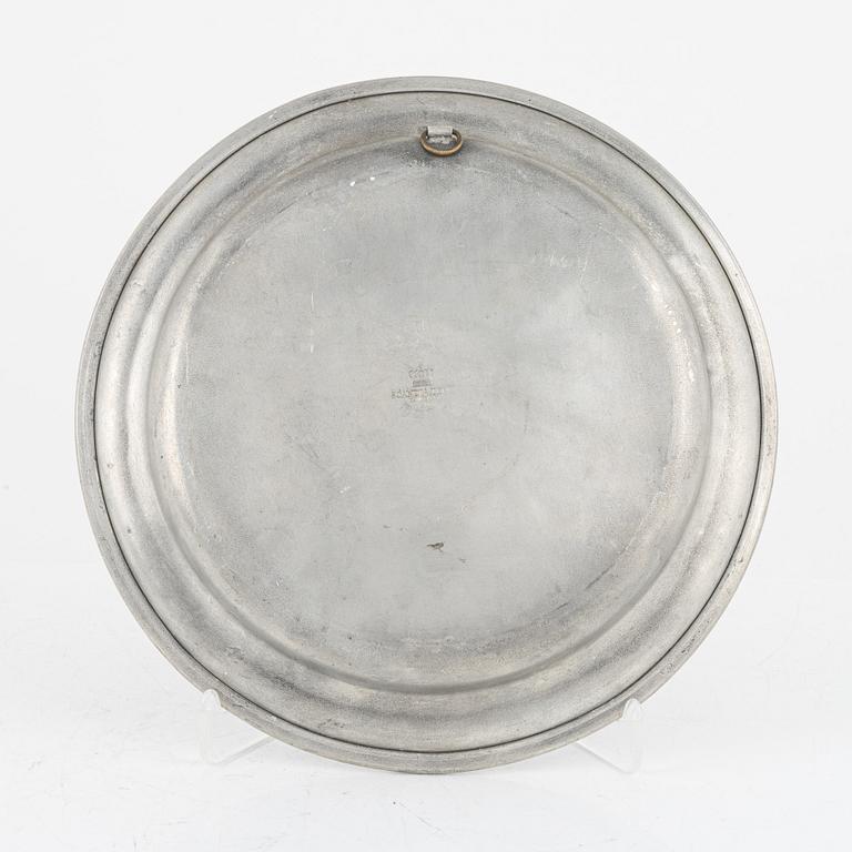 A group of eight Swedish pewter dishes, 18th-20th Century, including Mathias Norling, Jönköping, 1863.