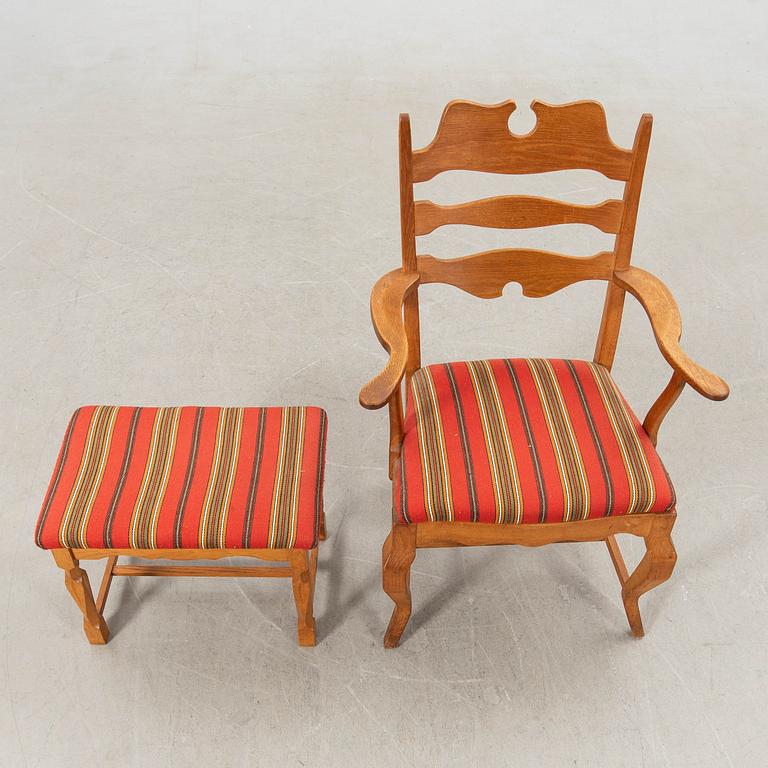 Henning Kjærnulf armchair and stool "Razorblade" EG Möbel Denmark 1960s.