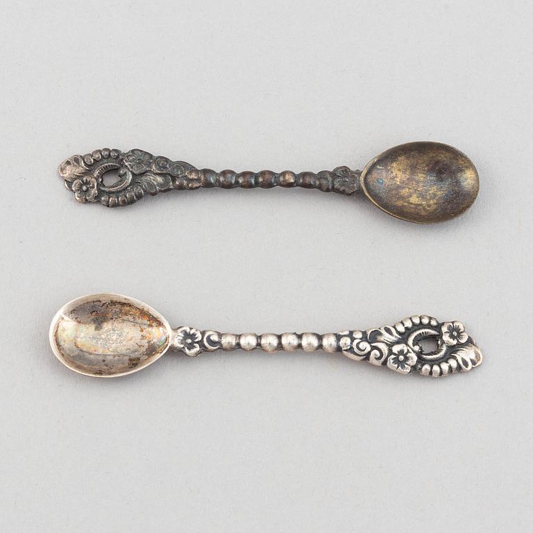 A pair of Swedish Gustavian silver and glass salt cellars, 1785.