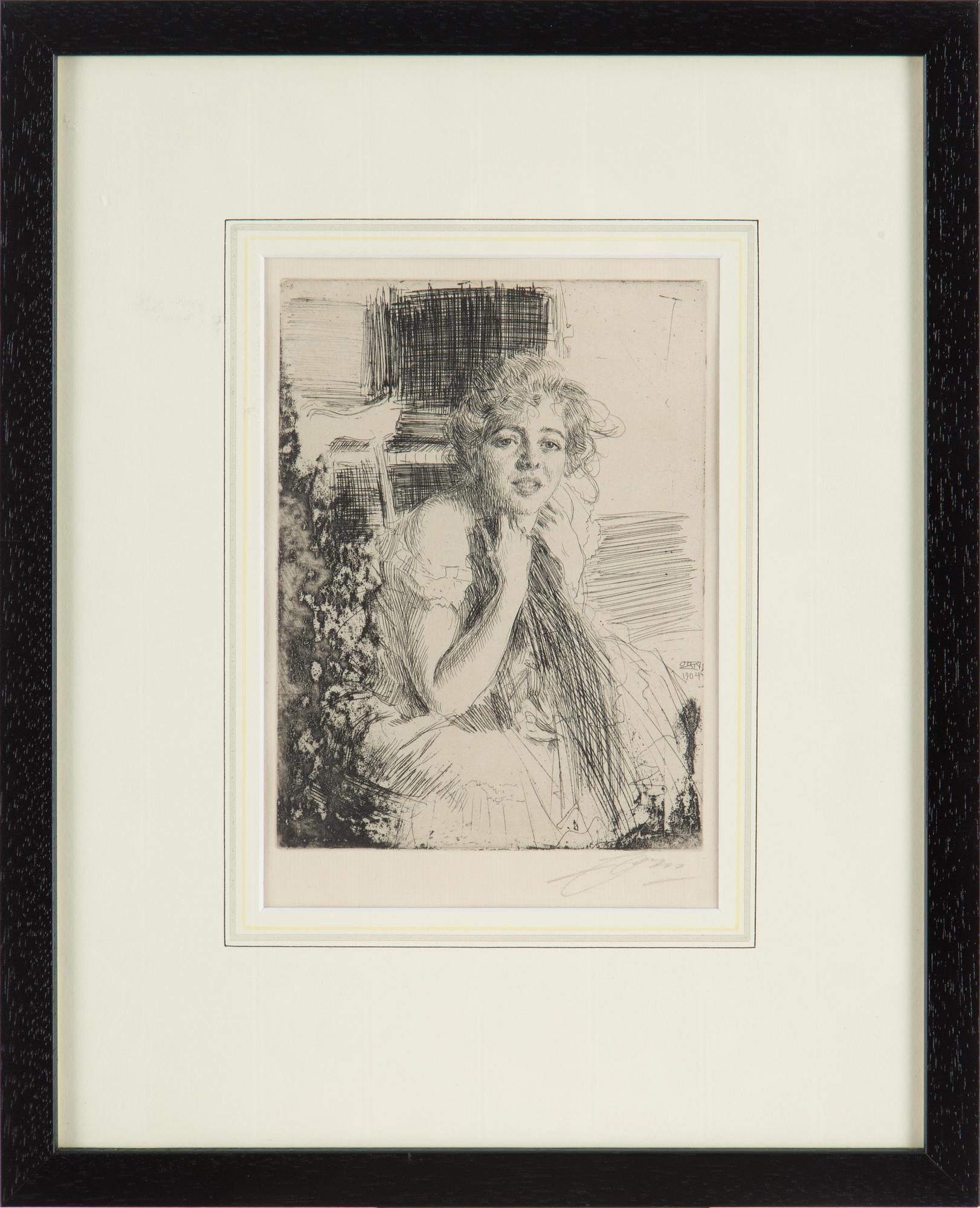 ANDERS ZORN, etsning, 1904, signerad med blyerts.
