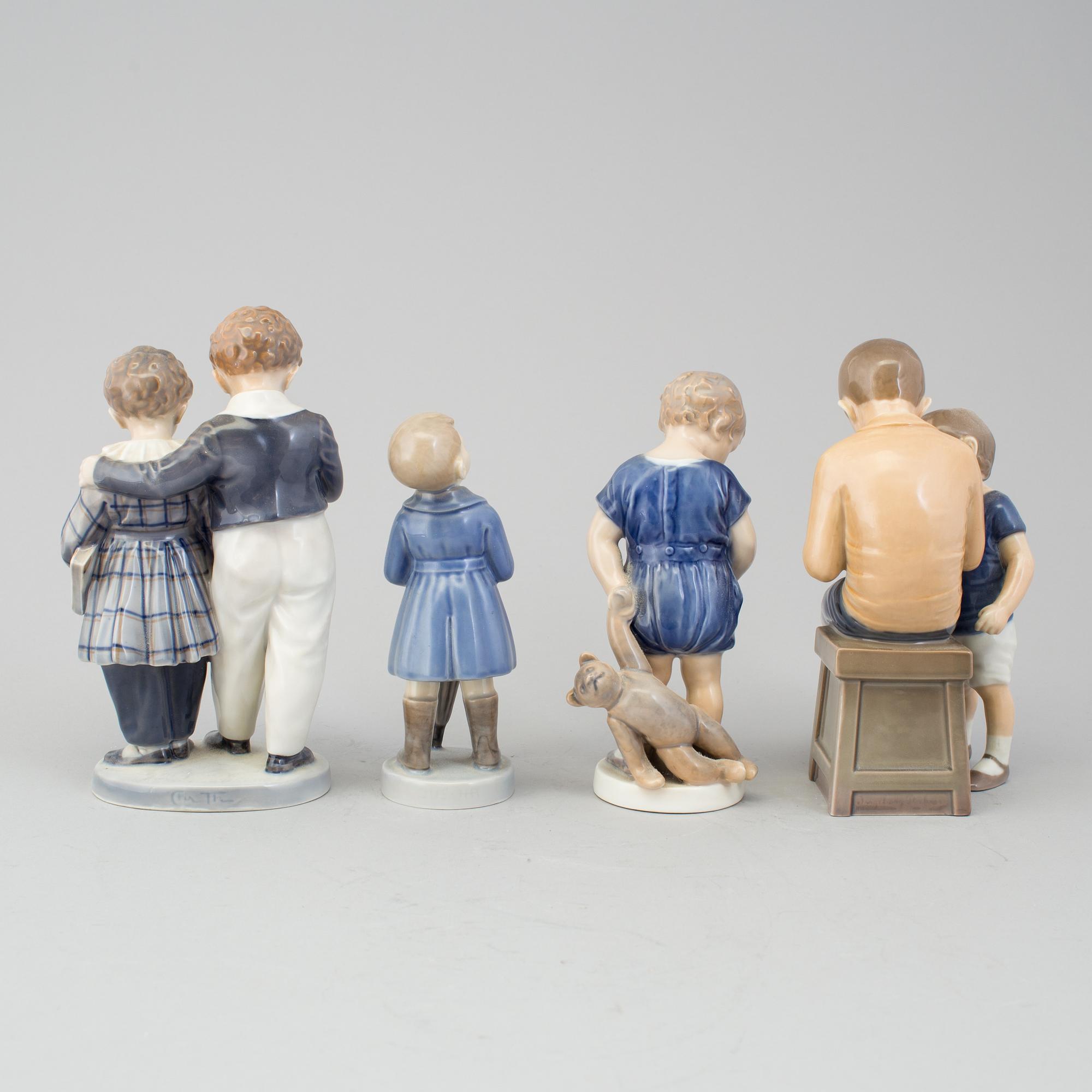 BING & GRØNDAHL & ROYAL COPENHAGEN, four porcelain figurines, late 20 th century.