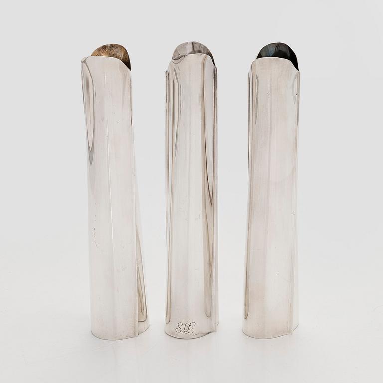 Tapio Wirkkala, Maljakoita, 3 kpl, TW 36, hopeaa, Kultakeskus, Hämeenlinna 1965, 1970 ja 1979.