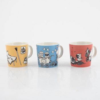 Three Moomin mugs, Moomin Characters, Arabia, Finland.