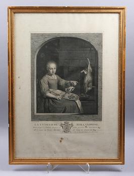 TUSCHLAVERING samt GRAVYRER, 3 delar 1700/1800-tal.