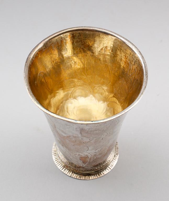 BÄGARE, silver, Petter Zettersteen, Norrköping 1742. Vikt ca 92 gram.