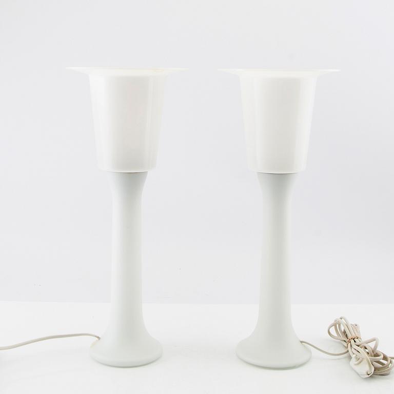 Uno & Östen Kristiansson, bordslampor 1 par Luxus Vittsjö 1900-talets senare del glas.