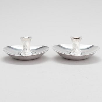 Tapio Wirkkala, Two candleholders, silver, Hopeatehdas, Helsinki 1957 and 1959.