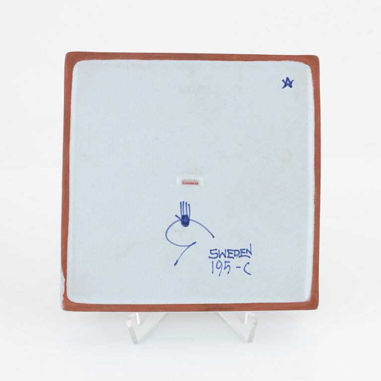 Stig Lindberg, a set of three 'Karneval' earthenware pieces by Stig Lindberg, Gustavsberg Studio, Sweden.